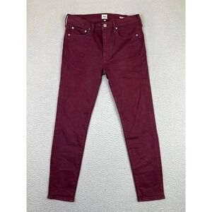 Edwin Pixie 9" Mid Rise Skinny Jeans Womens 30 Burgundy Red Slim Stretch Denim